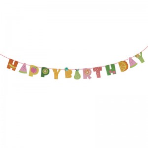 Tropikal Meyveler Happy Birthday Harf Kağıt Banner-Karışık Renkli